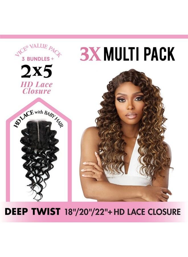 Sensationnel - Vice Bundles Multi Weaving Synthetic Virgin Hair Dupe Bundle Hair Layered 1 Pack Solution Vice Bundle Multi With 2X5 Lace Closure Vice Bundle Multi Deep Twist (18 20 22 Inch T2/27) - Image 1