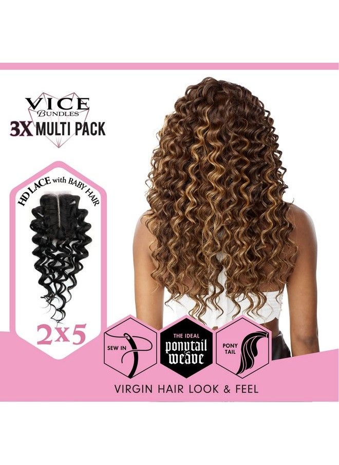 Sensationnel - Vice Bundles Multi Weaving Synthetic Virgin Hair Dupe Bundle Hair Layered 1 Pack Solution Vice Bundle Multi With 2X5 Lace Closure Vice Bundle Multi Deep Twist (18 20 22 Inch T2/27) - Image 1