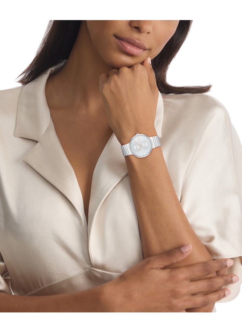 CALVIN KLEIN ساعة نسائية دائرية أنالوج باللون الأزرق الجليدي - 25100032  - Image 4