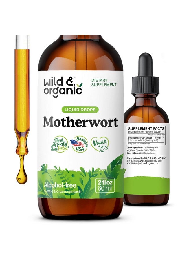 Wild & Organic صبغة الأم العشبية البرية والعضوية - مزاج جيد، هدوء، دعم للنساء - قطرات مستخلص عشبة الأم - مكمل نباتي، خالي من السكر والكحول - 2 أونصة سائلة - Image 1