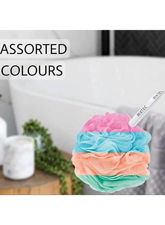 RIXTEC Premium Bathing Round Loofah For Men And Women (Multi Colour) (Pack Of 4) - Image 3