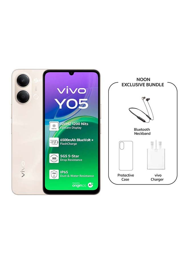 vivo Y05 4G AI Dual SIM Gold 4GB RAM 64GB With Exclusive Neckband  - Middle East Version - Image 1