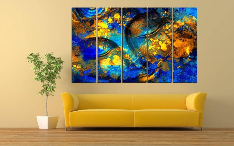 KYARA ARTS wood framed Buddha wall painting with frame multicolour 30inch x 50 inch set of 5 pcs (Design-4) - Image 1