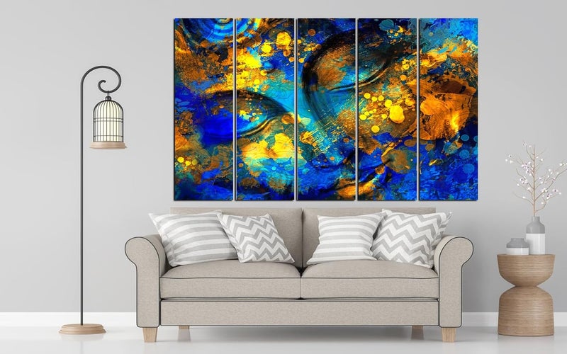 KYARA ARTS wood framed Buddha wall painting with frame multicolour 30inch x 50 inch set of 5 pcs (Design-4) - Image 3