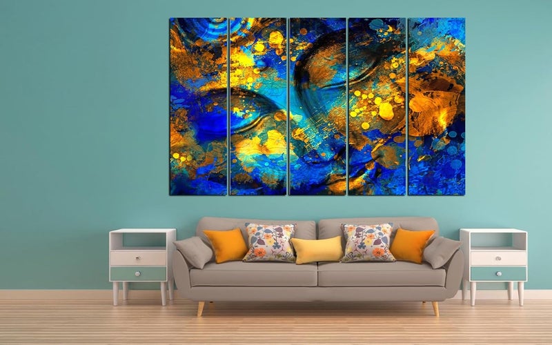 KYARA ARTS wood framed Buddha wall painting with frame multicolour 30inch x 50 inch set of 5 pcs (Design-4) - Image 2