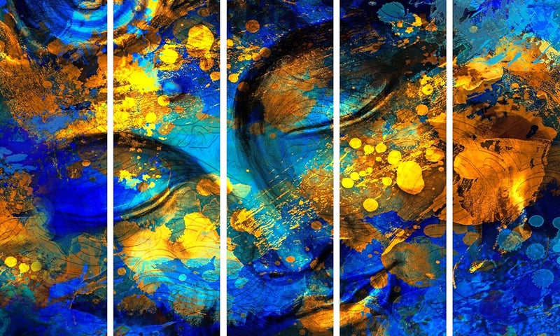 KYARA ARTS wood framed Buddha wall painting with frame multicolour 30inch x 50 inch set of 5 pcs (Design-4) - Image 4