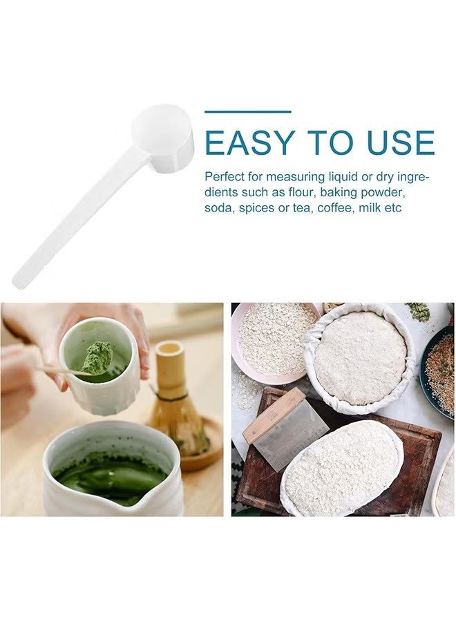 YJ 10 Pack Food Grade Long Handled Plastic Measuring Spoons, 5 g for measuring coffee, tea, milk powder, proteins, spices and other dry goods in white - Image 3