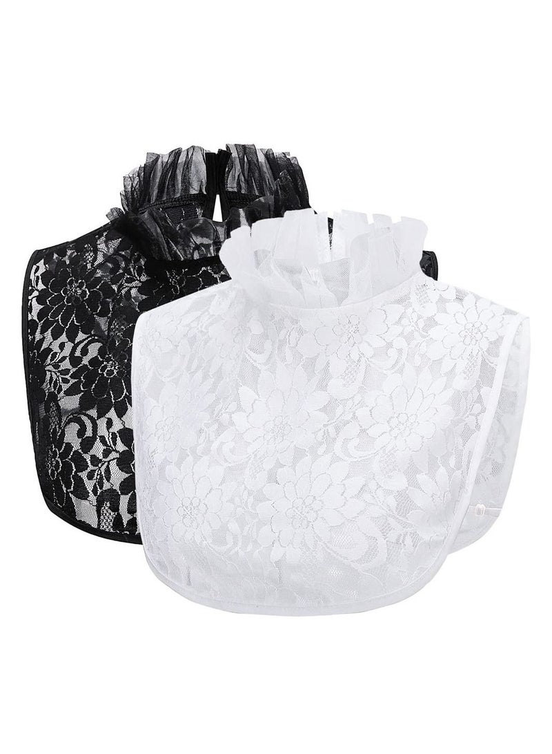SYOSI Fake Collar, Detachable Half Shirt Blouse False Collar Floral Lace Hollow Stand Top Elegant For Women Girls, Versatile to Match for Sweater, T-Shirt, Blouse, Dress, Jacket, Uniforms and More. - Image 1