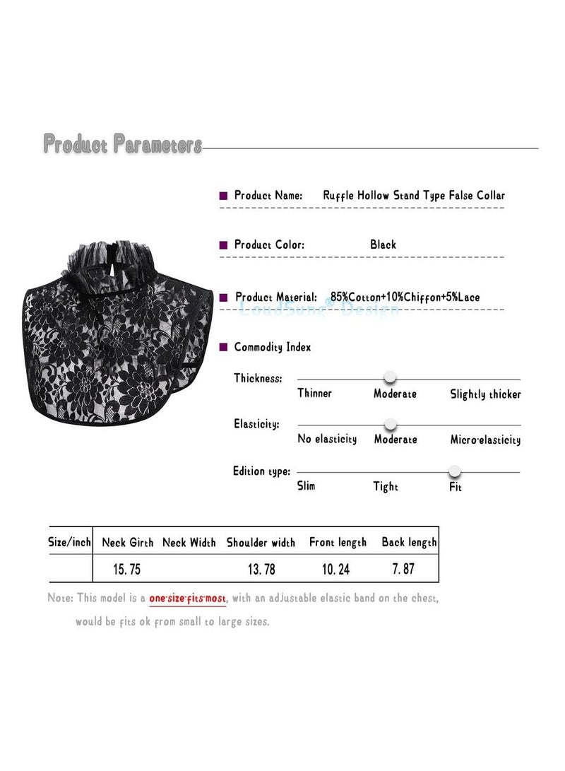 SYOSI Fake Collar, Detachable Half Shirt Blouse False Collar Floral Lace Hollow Stand Top Elegant For Women Girls, Versatile to Match for Sweater, T-Shirt, Blouse, Dress, Jacket, Uniforms and More. - Image 3