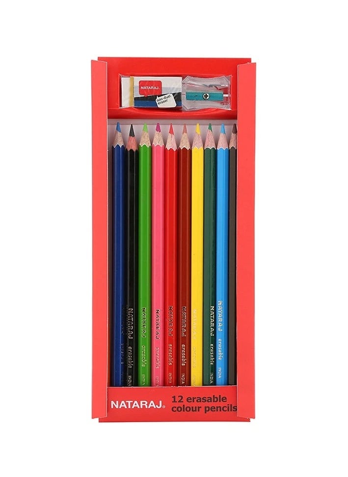NATARAJ 12-Piece Erasable Colour Pencils With An Eraser And Sharpener  - Image 3