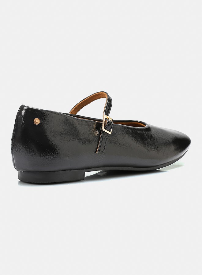 Dejavu Shoes FAN-DVTX-001 Plain Mary Jane Black Ballerina For Women - Image 3