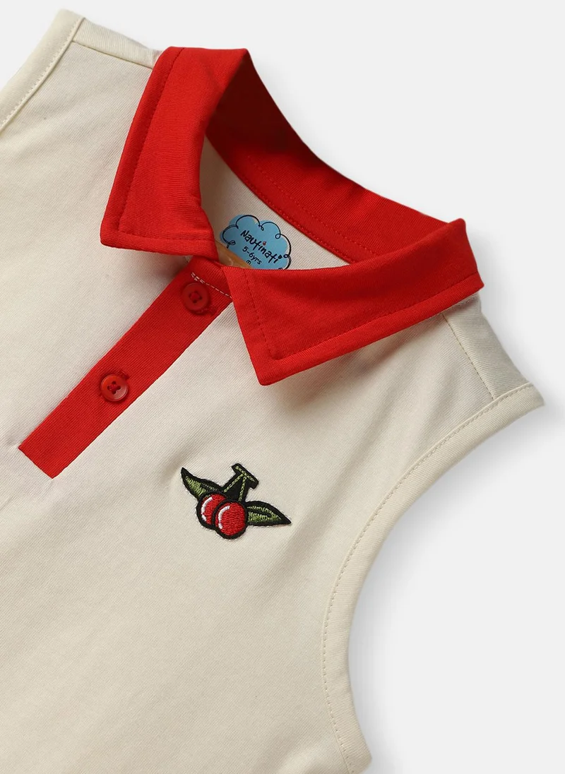Nautinati Girls’ Cotton Polo T-shirt |Sleeveless Tee |Embroidery Patch| 2-10 Years