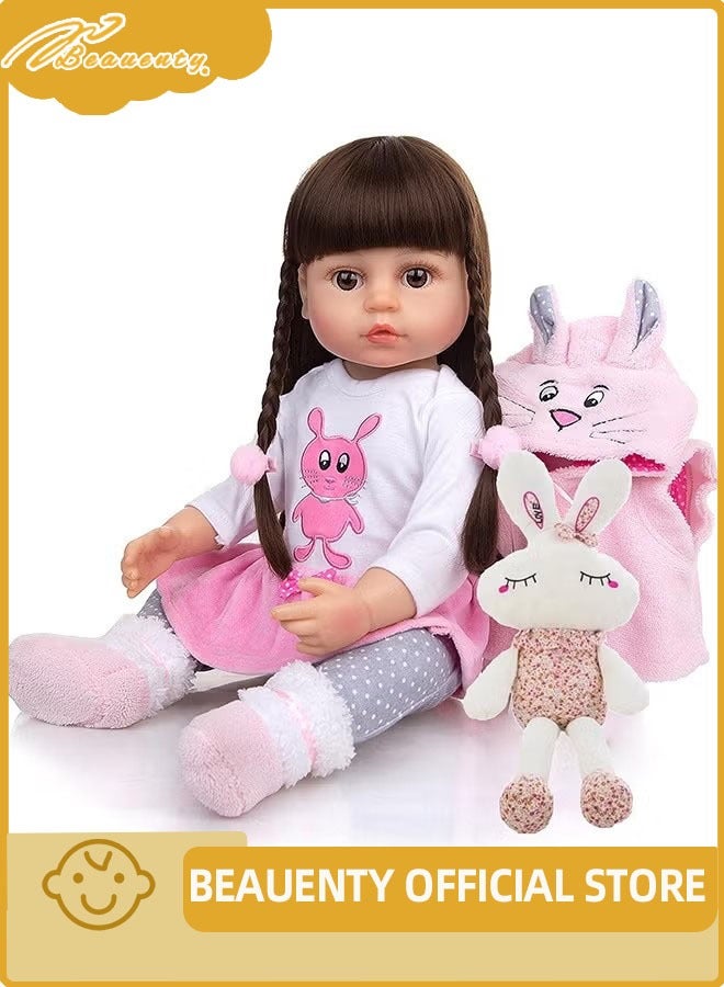 Beauenty Reborn Baby Doll 22 inch  Newborn Baby Dolls  Lifelike Weighted with Soft Silicone Doll Girls with Plush Toy  Doll Clothes for Age 3+ (E) - Image 1