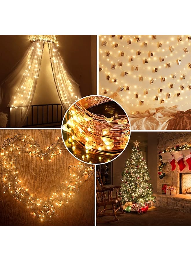 إيروريكس أضواء خيالية بطول 20 متراً و66 قدماً مع 8 أوضاع إضاءة وجهاز تحكم عن بعد تعمل بالطاقة عبر USB سلك نحاسي مقاوم للماء أضواء خيطية مرصعة بالنجوم لغرفة الحديقة حفل زفاف ديكور موسمي أبيض دافئ - Image 4