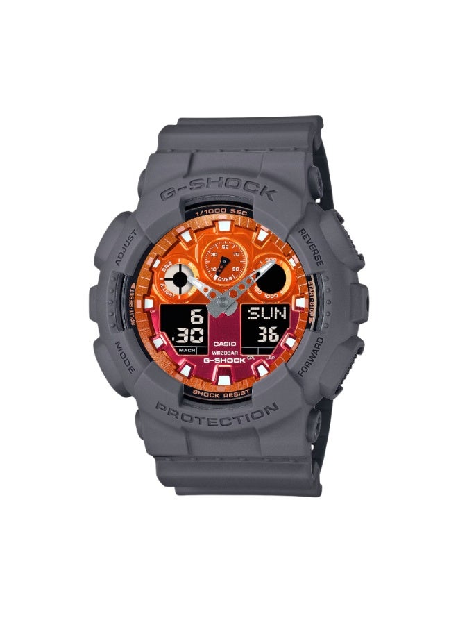 Casio G-SHOCK GA-100FL-8ADR, Analog Digital Watch, Shock Resistant, 200M Water Resistant, LED Light, World Time, 1/1000s Stopwatch, Countdown Timer, 5 Alarms - Image 1