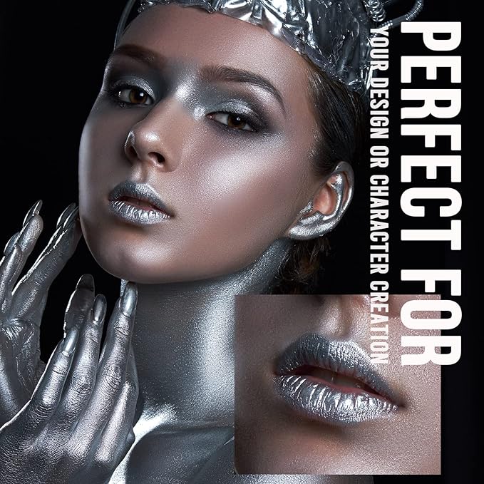 VIOLA HOUSE VIOLA HOUSE Face and Body Paint Silver Gold Washable for Adults Children Halloween Christmas SFX Special Effects Makeup 60g211oz Silver