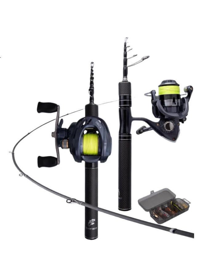 Taigek Ultra-Short Telescopic Rod, Portable Travel Multi-Section Fishing Rod, 1.56 Meters, Pistol Grip, Left-Hand Baitcasting Reel Set - Image 2