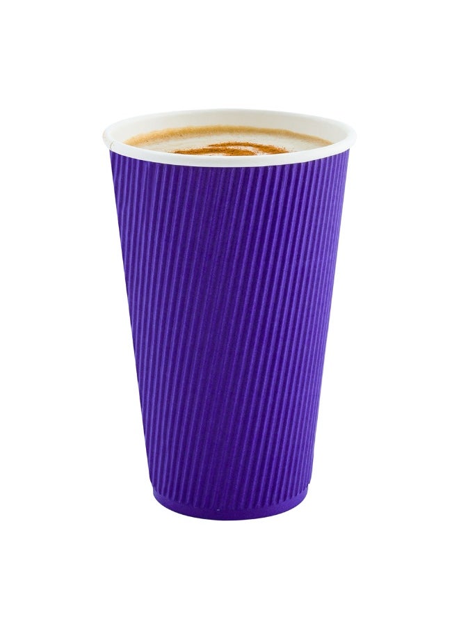 Restaurantware Restaurantware 20 Ounce Ripple Insulated Coffee Cups, 250 Double Wall Corrugated Tumblers, Sustainable Royal Purple Paper Design, Ribbed Surface, Secure Grip, Matching Lids Sold Separately  - Image 2