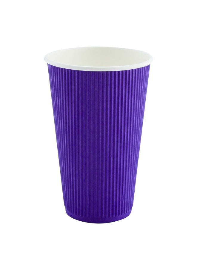 Restaurantware Restaurantware 20 Ounce Ripple Insulated Coffee Cups, 250 Double Wall Corrugated Tumblers, Sustainable Royal Purple Paper Design, Ribbed Surface, Secure Grip, Matching Lids Sold Separately  - Image 1