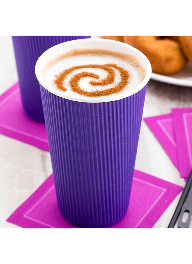 Restaurantware Restaurantware 20 Ounce Ripple Insulated Coffee Cups, 250 Double Wall Corrugated Tumblers, Sustainable Royal Purple Paper Design, Ribbed Surface, Secure Grip, Matching Lids Sold Separately  - Image 3
