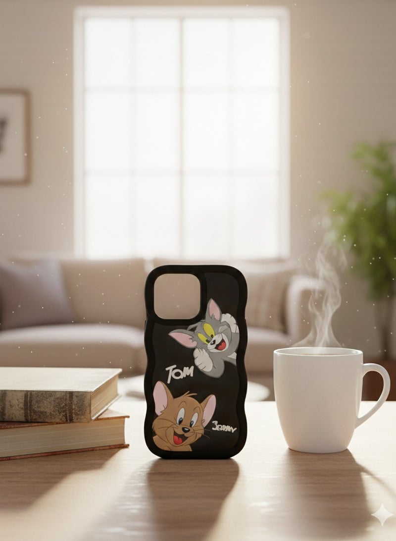Grace Tom and Jerry 3D Cartoon Phone Case for iPhone 16 Pro – Cute  Character Protective Cover - Image 1