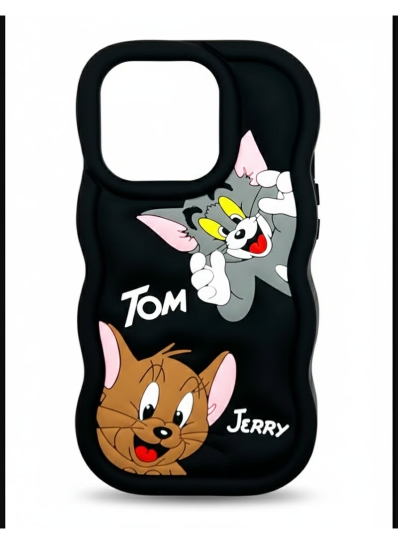 Grace Tom and Jerry 3D Cartoon Phone Case for iPhone 16 Pro – Cute  Character Protective Cover - Image 2