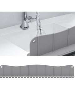 Peachjoy Silicone Sink Splash Guard - Water Splash Guard for Kitchen, Island and Bathroom Secure Non-Slip Suction Cup Base Dishwasher Safe (19.7L x 2.4W x 5H inches) Gray  - Image 1