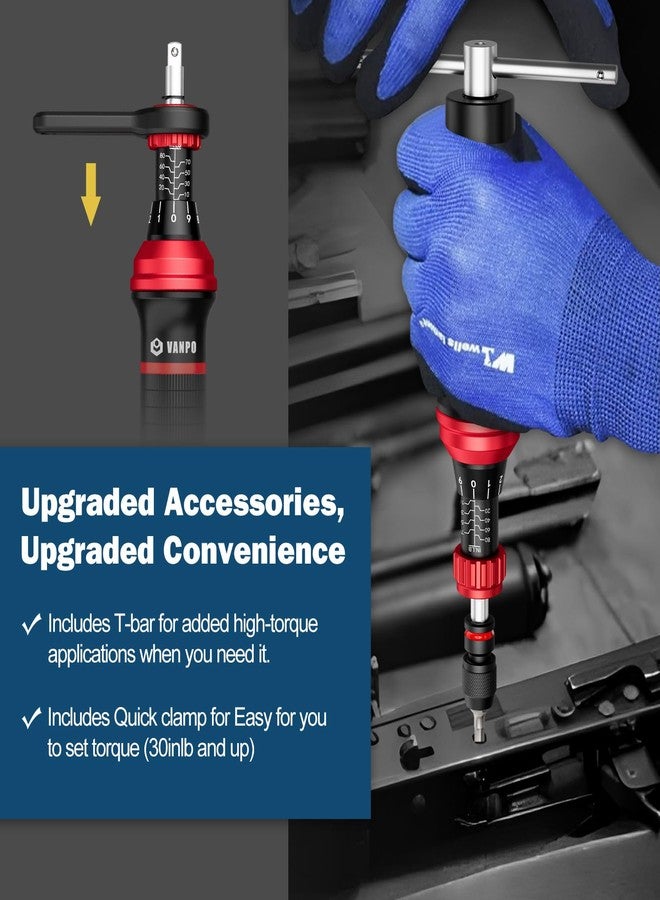 VANPO 1/4" Torque Screwdriver Set, 64 Pieces 10-80 in-lb Inch Pound Torque Wrench Screwdriver Kit with T-Bar & S2 Bits - Precision Tool for Optics, Electronics, Smart Locks & DIY Repair - Image 3