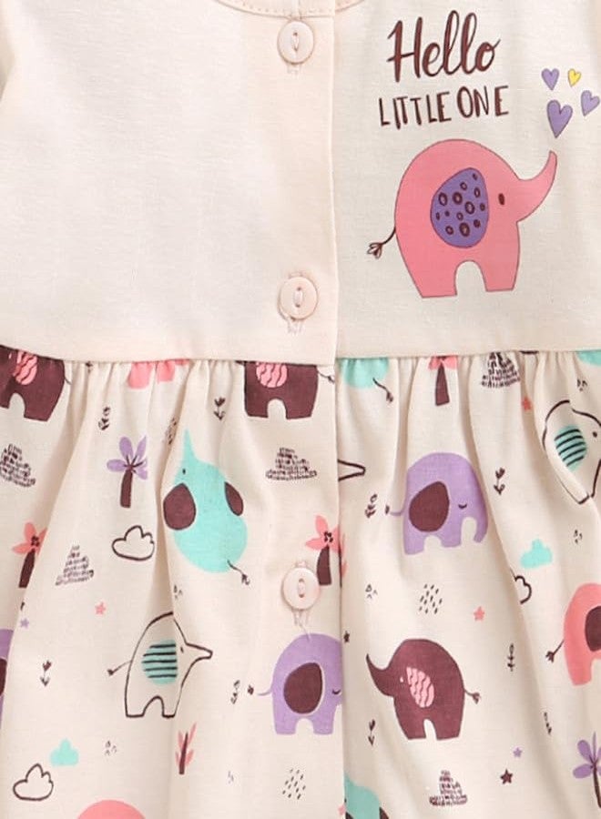 BUMZEE فستان بناتي قطني بطول الركبة من بامزي، لون خوخي - من 3 إلى 6 أشهر (Peb10675C-pch) - Image 4