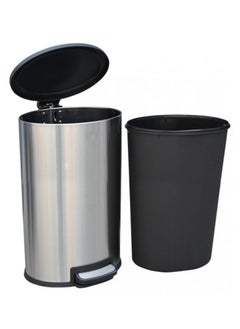 LACOT GENERAL TRADING LLC Stainless Steel Round Soft Close Pedal Dustbin With Lid And Bucket Silver  - Image 3
