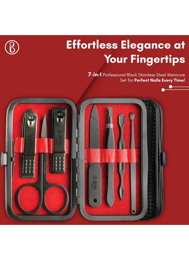 7 In 1 Manicure Set Professional Black Stainless Steel Nail Clipper Kit Finger Plier Nails Art Pedicure Toe Nail Tools Set - pzsku/Z0D0F5500280DA1A728E5Z/45/_/1722596558/b9d81a28-6103-475f-b220-b689a314335b