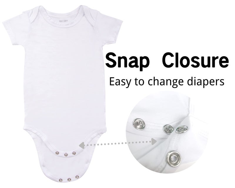 GUISBY White Bodysuits Newborn, Baby Boy One Piece Short Sleeve Bodysuit 0-3 Months - Image 3