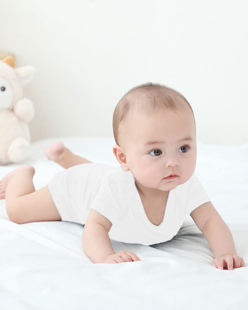 GUISBY White Bodysuits Newborn, Baby Boy One Piece Short Sleeve Bodysuit 0-3 Months - Image 5