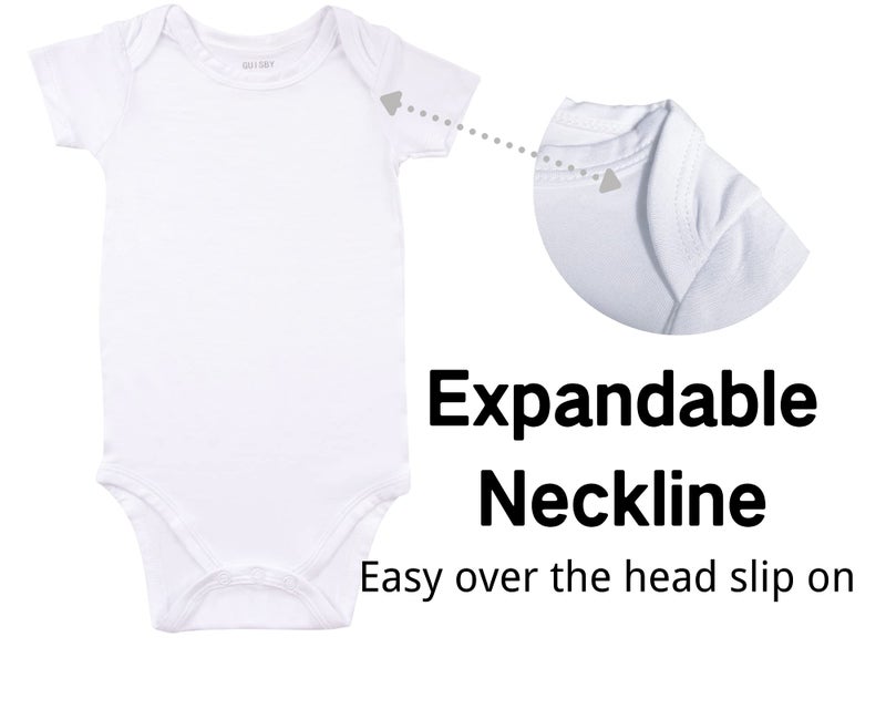 GUISBY White Bodysuits Newborn, Baby Boy One Piece Short Sleeve Bodysuit 0-3 Months - Image 2