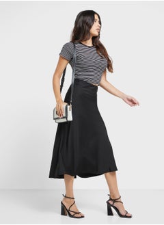 Ginger Satin A Line Midi Skirt  - Image 1