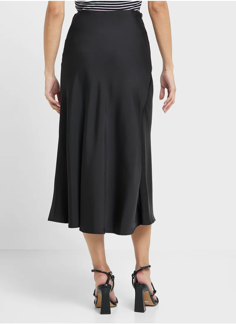Ginger Satin A Line Midi Skirt