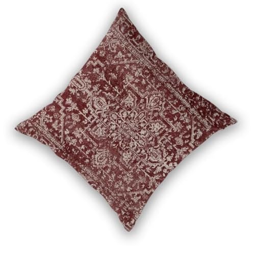 Sunshineyan Boho Pillow Covers 18x18 Set of 2, Bohemian Burgundy Carpet Pattern Decorative Throw Pillows Ethnic Rustic Farmhouse Cushion Cases Linen Gifts for Couch Sofa Outdoor Decor - Image 2