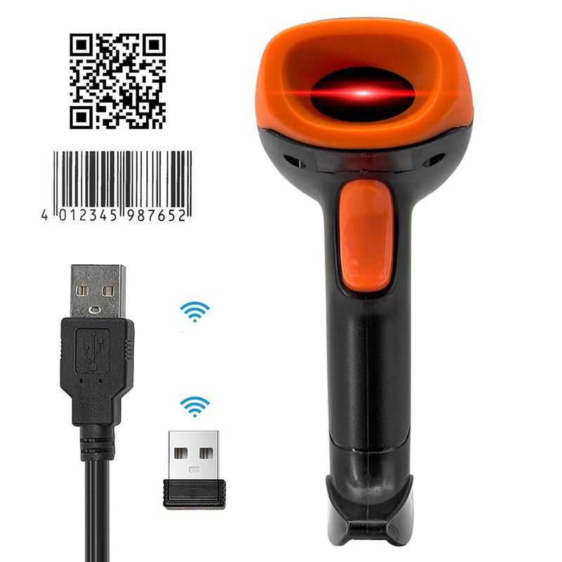 Walfront USB Wired 1D 2D QR Barcode Scanner CMOS Image Sensor Manual Continuous Scanning Support Paper Screen PDF417 Compatible with MacOS System Fo (USB & 2.4G & BT Connect) - Image 2