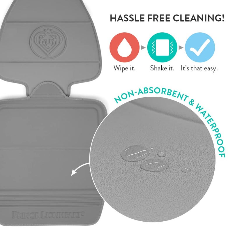 Prince Lionheart Car Seat Protector. The only 2 stage Seatsaver Designed with Thick padding, Nonabsorbent, waterproof, PVC foam material. Comparable with all baby and toddler car seats. (Grey) - Image 5