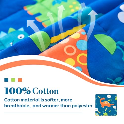 Sivio Weighted Blanket - All-Natural 100% Cotton Weighted Blanket 10 lbs 41 x 60 inches, Breathable Soft Throw Blanket for Calm Sleeping for Home and School Nap, Blue Dinosaur - Image 2