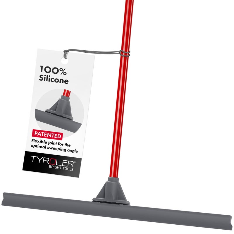 Tyroler Large Wet Room Floor Squeegee Heavy Duty  60 cm Head 100 Silicone  4Part 140 cm Long Handle Squeegee  Perfect Bathroom  Shower Squeegee  Ideal for Any Surface  Squeegee Mop for Floors