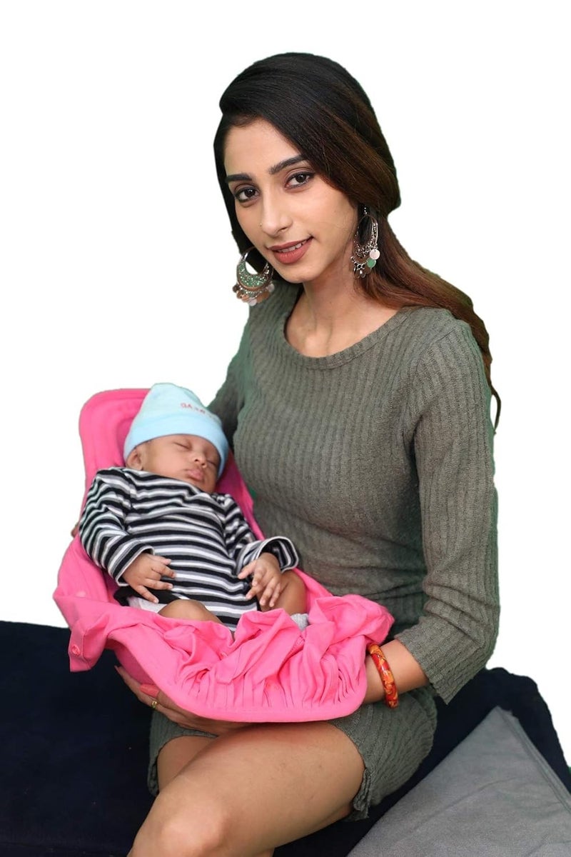 HOOPA وسادة تغذية مع غطاء هود 2 في 1 مع عش الفراولة | وسادة رضاعة | وسادة للرضاعة الطبيعية | حاملة مائلة | حاملة للرضع | وسادة للرضاعة - Image 3