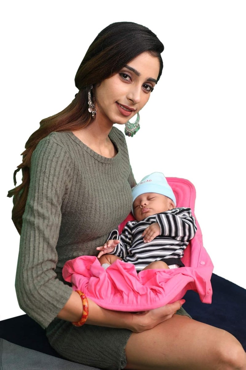 HOOPA وسادة تغذية مع غطاء هود 2 في 1 مع عش الفراولة | وسادة رضاعة | وسادة للرضاعة الطبيعية | حاملة مائلة | حاملة للرضع | وسادة للرضاعة - Image 2