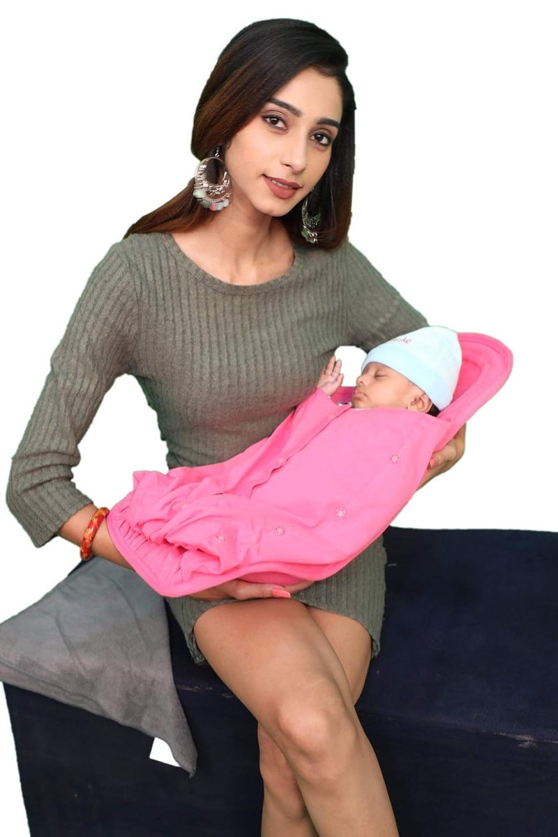 HOOPA وسادة تغذية مع غطاء هود 2 في 1 مع عش الفراولة | وسادة رضاعة | وسادة للرضاعة الطبيعية | حاملة مائلة | حاملة للرضع | وسادة للرضاعة - Image 5