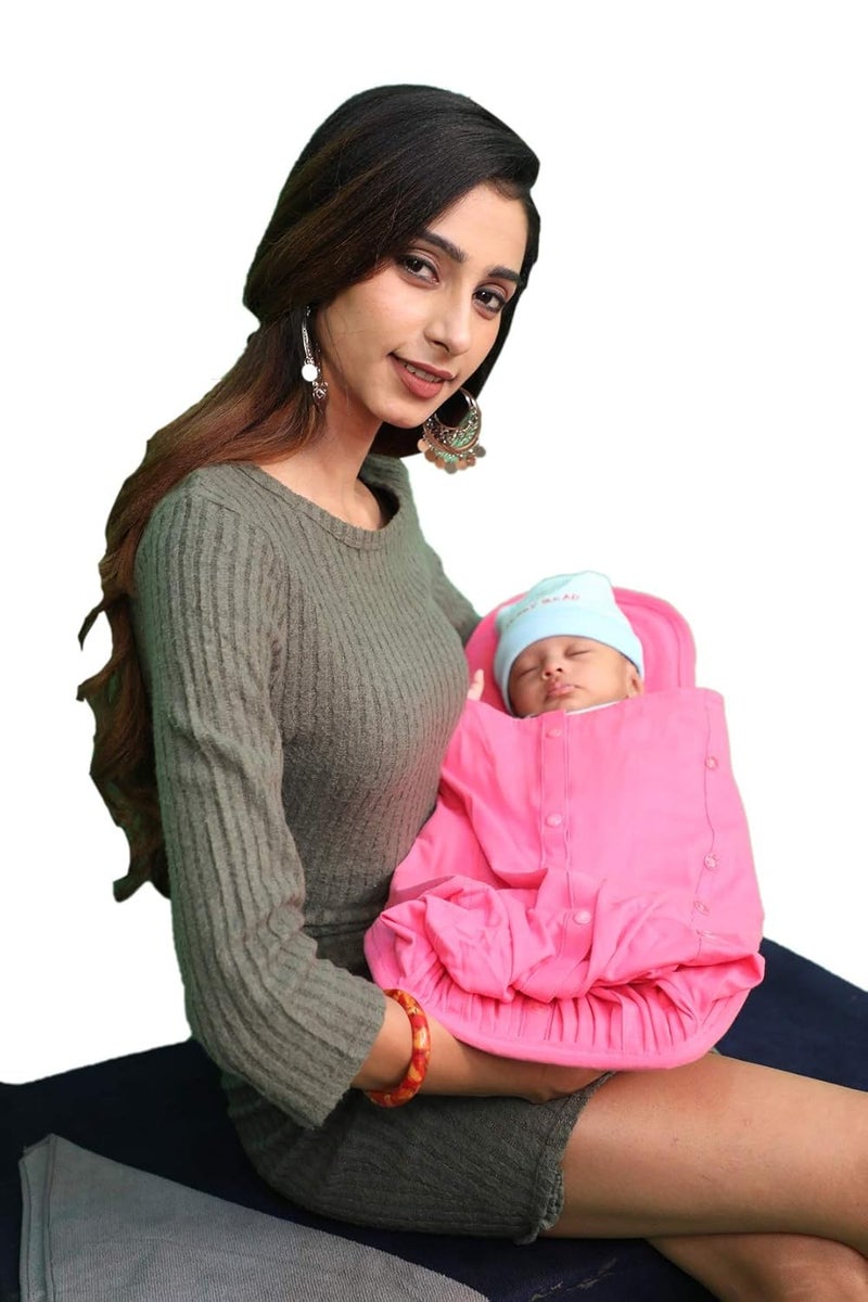 HOOPA وسادة تغذية مع غطاء هود 2 في 1 مع عش الفراولة | وسادة رضاعة | وسادة للرضاعة الطبيعية | حاملة مائلة | حاملة للرضع | وسادة للرضاعة - Image 4