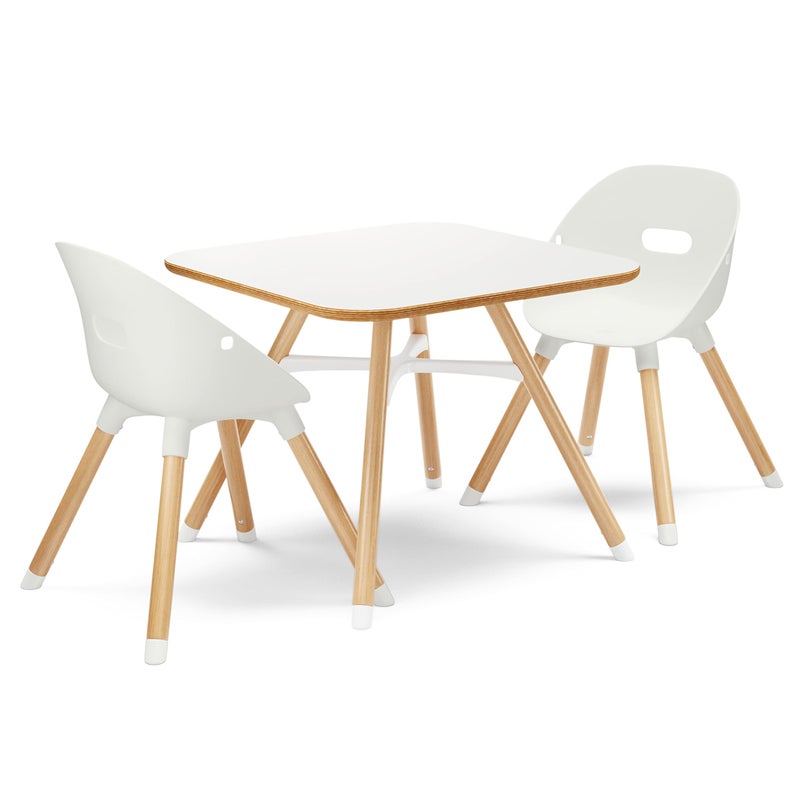 Lalo The Play Kit  Kids Table  Chairs Set with Sustainably Sourced Wood Table  2 NonToxic Bucket Seat Chairs  Safe  Comfortable  CoconutCoconut