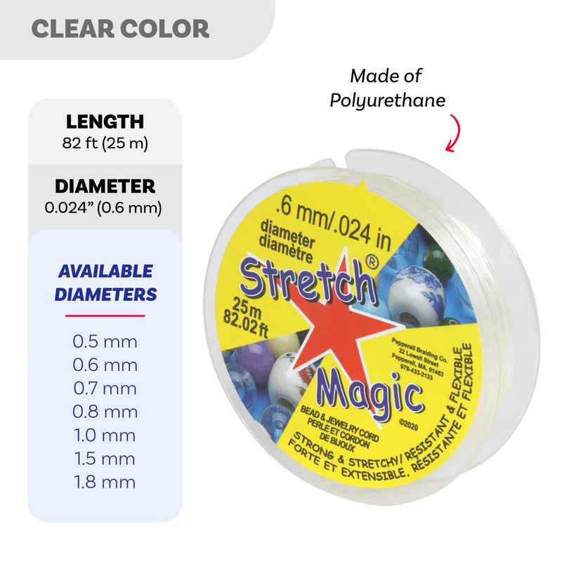 Stretch Magic Elastic Beading Cord â€“ Clear Color, 0.6mm in Diameter, 25-Meter (82 ft) - Easy to Knot, Strong & Stretchy String for Making Beaded Jewelry - Image 3