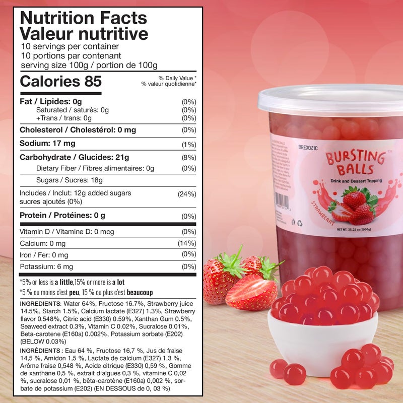 BREXONIC Boba Pearls Popping Bursting Boba, Tapioca Pearls For Bubble Tea (Strawberry , 2 LB 1 Pack) - Image 3