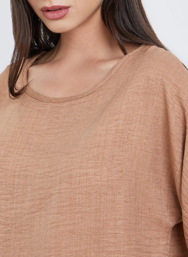 Take Two Brown Short Sleeve Top and 3/4 Length Pants Co-Ords - Image 3