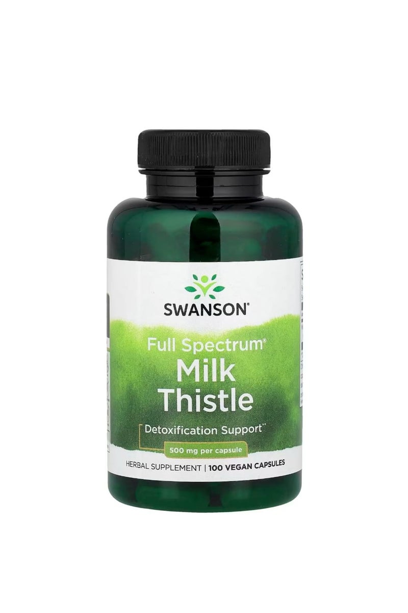 SWANSON Full Spectrum Milk Thistle 500 mg 100 Vegetarian Capsules - Image 1